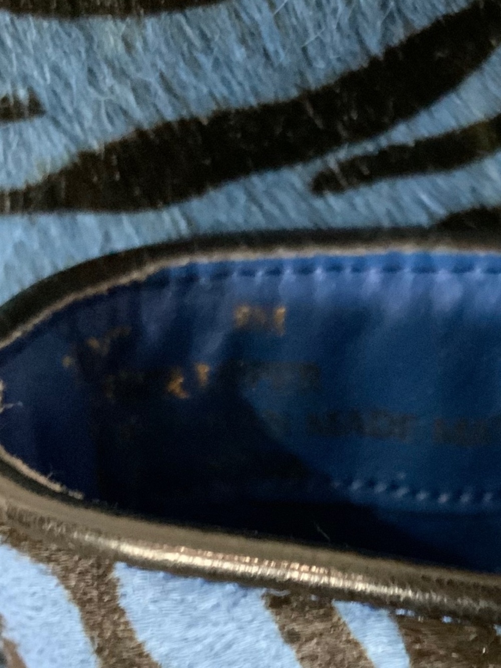 Blue Zebra Genuine Leather Ankle Boots 8 Y2K Funky Animal Print Booties Theme - Picture 8 of 9